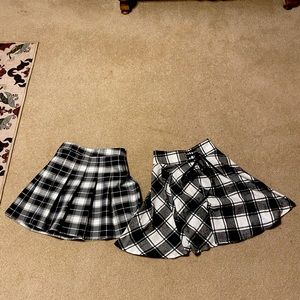 Bundle Of 2, 1 long 1 short Black And White Plaid Skirts